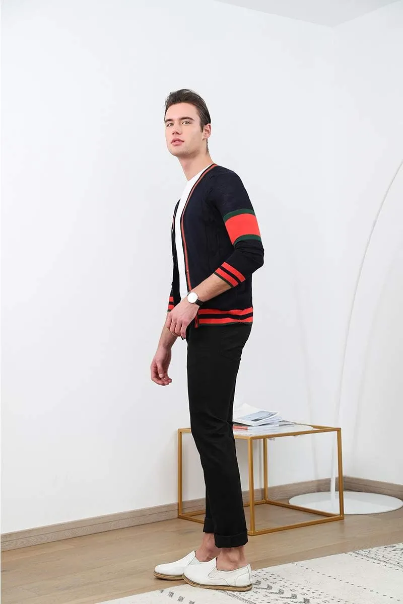 zhili Mens Slim Fit Cardigans V-Neck Button Down Soft Knit Sweater