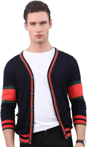 zhili Mens Slim Fit Cardigans V-Neck Button Down Soft Knit Sweater