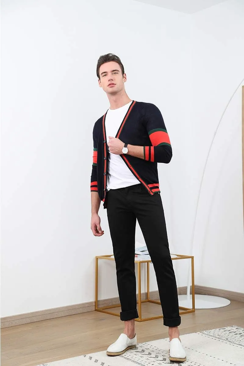 zhili Mens Slim Fit Cardigans V-Neck Button Down Soft Knit Sweater