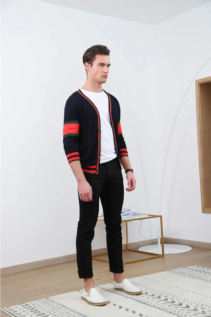 zhili Mens Slim Fit Cardigans V-Neck Button Down Soft Knit Sweater