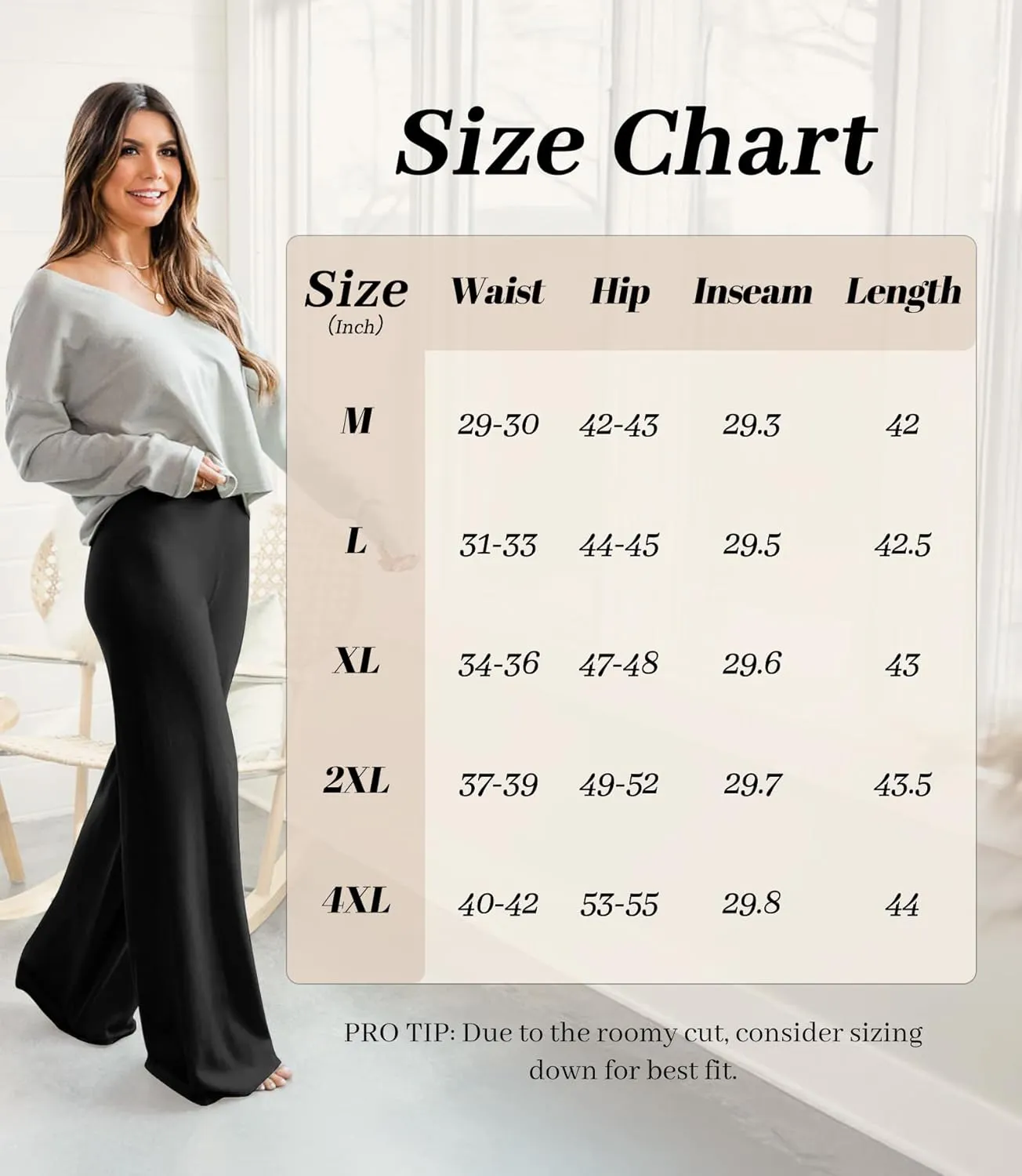 ZOOSIXX Wide Leg Palazzo Pants for Women - High Waist Casual Beach Lounge Pants Loose Dress Pants Stretchy Trousers