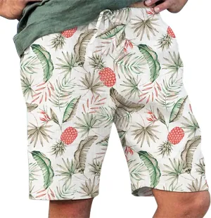 ZYXTIM Mens Linen Shorts 3D Print Holiday Beach Shorts Oversize Loose Fit Lightweight Casual Summer Boardshorts Loungewear